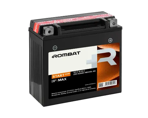 [RBX20L-BS] Bat moto 12Vx18Ah Start AGM RBX20L-BS