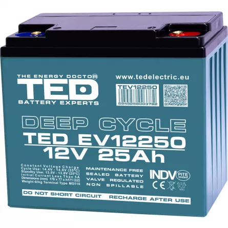 [5949258003782] Ted AGM VRLA 12V-25Ah baterie bicicleta electrica 12-DZF-25