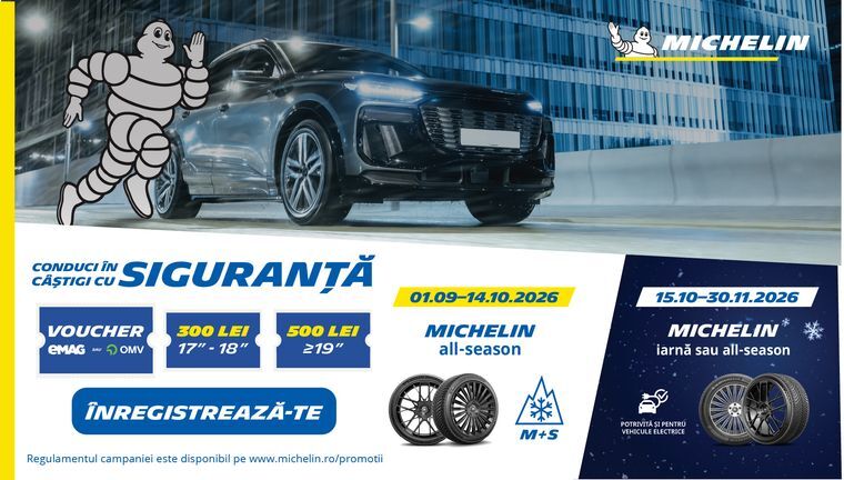 Promoția Michelin iarna 2026 – voucher eMAG sau OMV