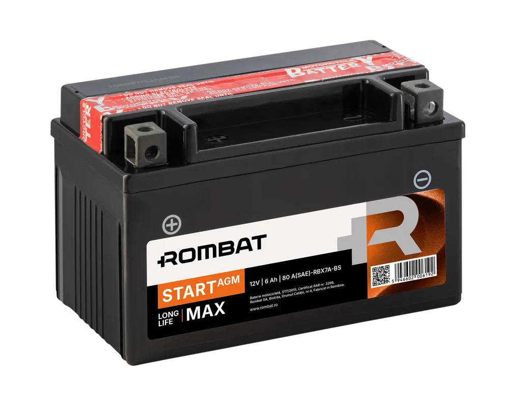 Bat moto 12Vx6Ah Start AGM RBX7A-BS