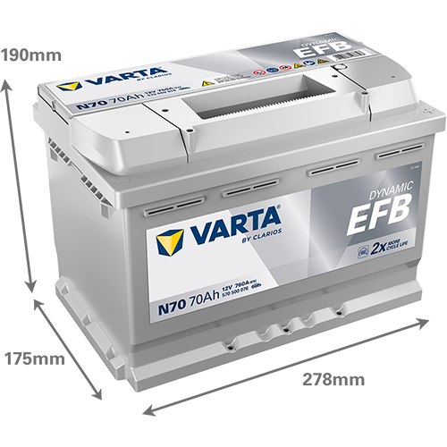 [570500076K262] Varta Dynamic EFB 70Ah N70